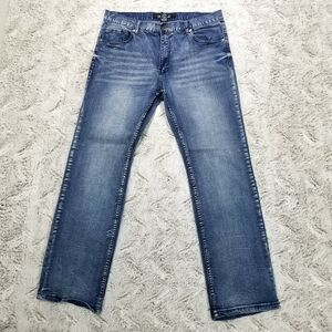 True Luck Jeans‎ Mens 34x32 Blue Straight Dark Wash Denim